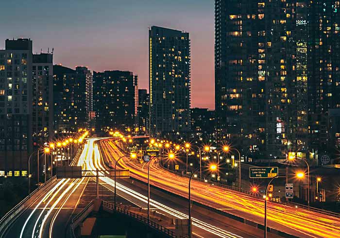 horizon road skyline traffic street night 869390