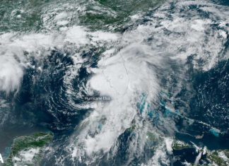 NOAA GOES-East satellite image of Hurricane Elsa as it moves up Florida’s west coast on July 6, 2021. (NOAA)