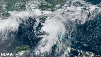 NOAA GOES-East satellite image of Hurricane Elsa as it moves up Florida’s west coast on July 6, 2021. (NOAA)