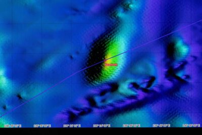 The seamount identified by satellites and partially mapped by RSV Nuyina. Photo: Pete Harmsen/AAD