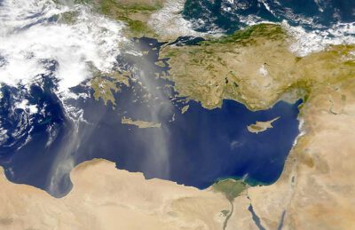 Modellregion im östlichen Mittelmeer zum Studium zukünftiger Änderungen im Ozean 1 Satellitenbild des östlichen Mittelmeeres. Quelle: SeaWiFS Project, NASA/Goddard Space Flight Center & ORBIMAGE.
